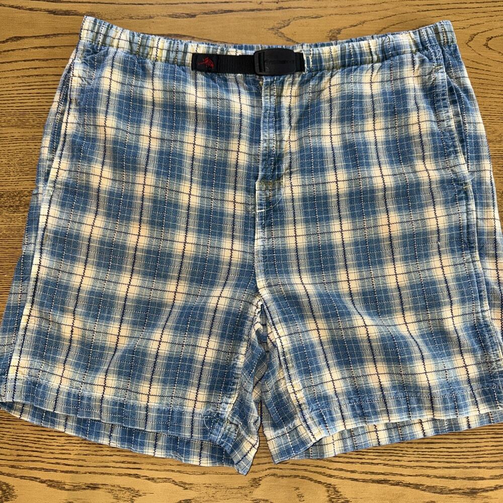 Gramicci 90s Blue Plaid USA Made Shorts Sz S Vintage Outdoor Retro RARE Japan